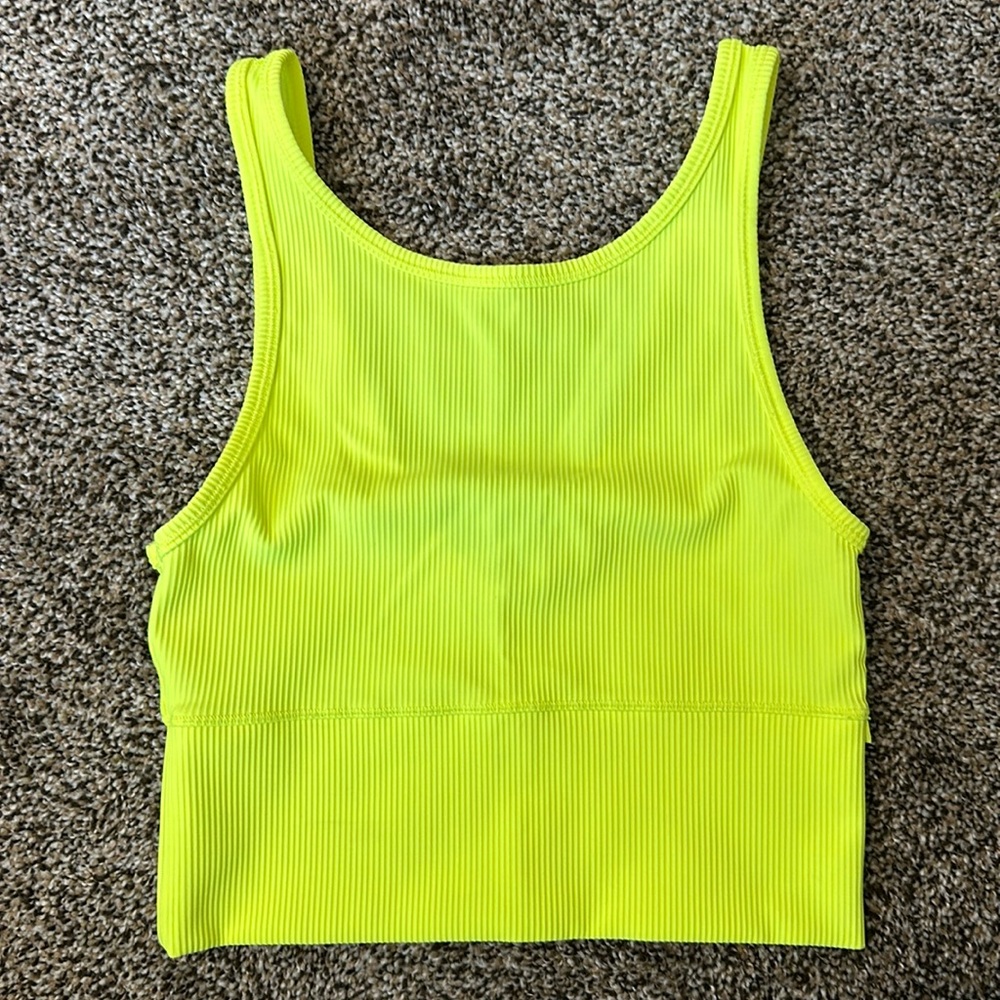 NWOT lululemon Neon Yellow Ribbed Cropped Tank